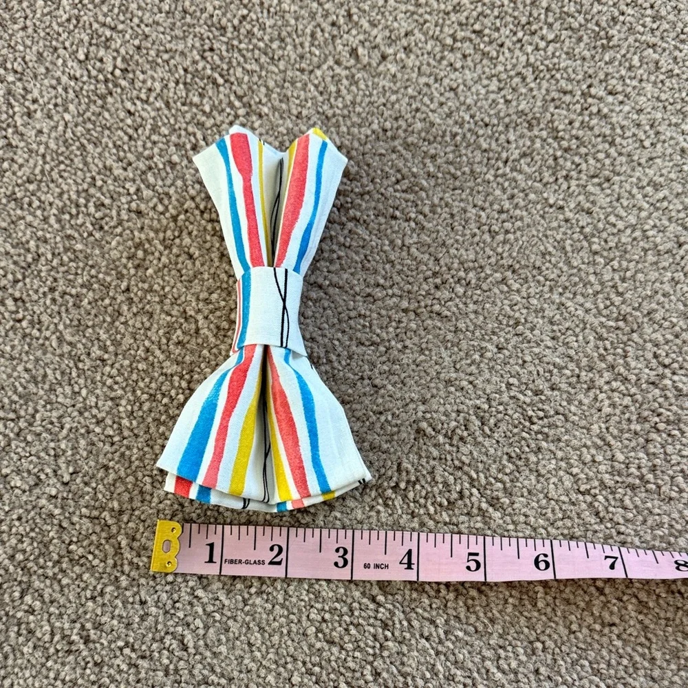 Striped Multicolor Dog Bow Tie Collar Accessory - White Base